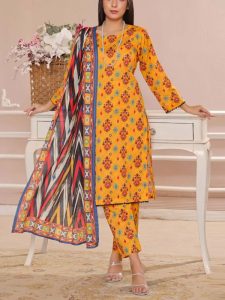 Gul Ahmed Design 3 PCs Digital Printed Lawn Dress (Unstitched) (Code:23492)