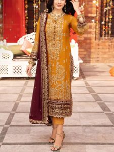 Asim Jofa Design Heavy Embroidered Chiffon Dress With Heavy Embroidered Chiffon Dupatta (Unstitched) (Code:22798)