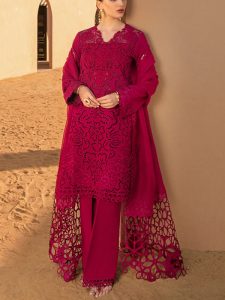 Rang Rasiya Heavy Embroidered Chickenkari Lawn Dress With Cutwork Embroidered Khaadi Net Dupatta (Unstitched) (Code:23049)