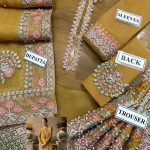 Organza Handwork Embroidered Wedding Dress with Embroidered Organza Dupatta (Unstitched) (Code:22732) - Image 2