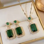 Elegant Green Zircon Necklace Set With Earrings (Code:22551) - Image 2