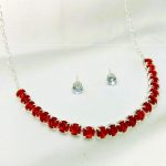 Stylish Maroon Silver AD Zircon Necklace Set With Tops (Code:22578) - Image 2