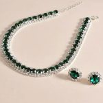 Stylish Emerald Green Zircon Necklace Set With Earrings (ZV:29565) - Image 2