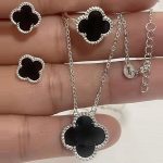 Silver Jewelry Set Chain Locket Earring Bracelet & Adjustable Ring (Maroon) (Code:22603) - Image 2