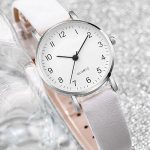 White Leather Belt Wrist Watch Combo Set with Fashion Diamond Jewelry Set (Code:23125) - Image 3