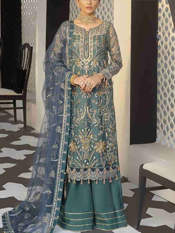 Gulaal Design NET Sequence Embroidered Dress With Heavy Embroidered NET Dupatta (Unstitched) (Code:22963)