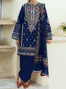 ZARA SHAHJAHAN Design Heavy Embroidered Lawn Dress With Digital Printed Zari Dupatta (Unstitched) (Code:23428)