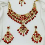 Stone Necklace Set with Earrings and Bindia (Code:22600) - Image 2