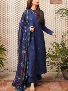 ZARA SHAHJAHAN Design Heavy Embroidered Lawn Dress With Digital Printed Zari Dupatta (Unstitched) (Code:23432)