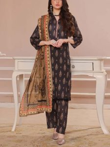 Gul Ahmed Design 3 PCs Digital Printed Lawn Dress (Unstitched) (Code:23478)