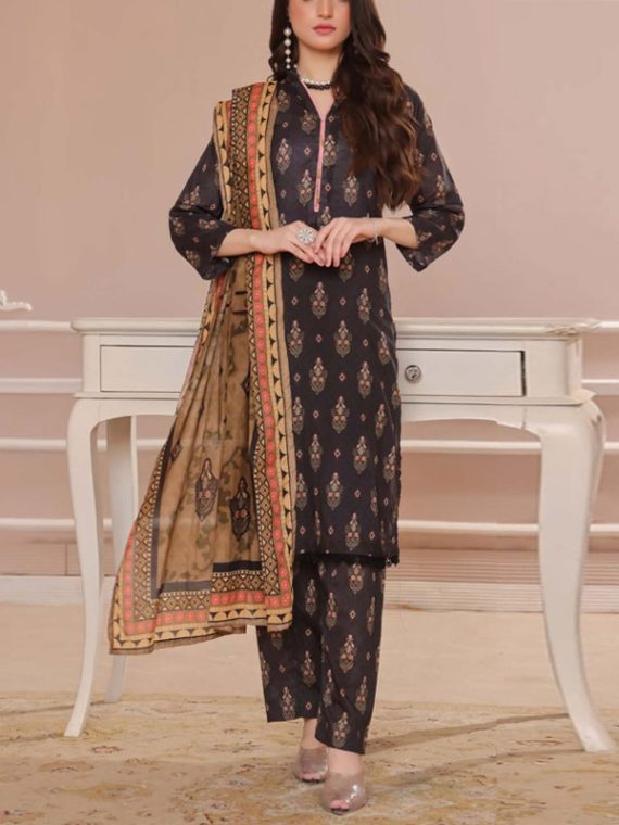 Gul Ahmed Design 3 PCs Digital Printed Lawn Dress (Unstitched) (Code:23478)