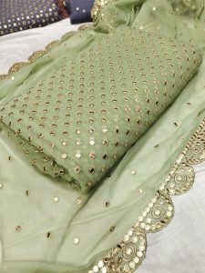 Hiba Bukhari Design Banarsi Embroidered Chiffon 9mm 3 – PCs Dress Chiffon EMB. Dupatta (Unstitched) (Code:22810)