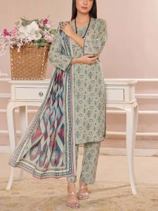 Gul Ahmed Design 3 PCs Digital Printed Lawn Dress (Unstitched) (Code:23480)