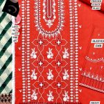 ZARA SHAHJAHAN Design Heavy Embroidered Lawn Dress With Digital Printed Zari Dupatta (Unstitched) (Code:23437) - Image 2