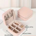 Mini Portable Jewelry Box – Faux Leather Travel Case for Earrings, Necklaces, Rings (Code:22763) - Image 3