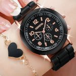 Beautiful Black Watch For Women with Heart Jewelry Combo Set (Code:23118) - Image 3