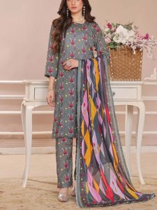 Gul Ahmed Design 3 PCs Digital Printed Lawn Dress (Unstitched) (Code:23482)