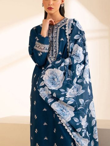 Heavy Embroidered Lawn Dress With Digital Printed Zari Dupatta (Unstitched) (Code:24344)