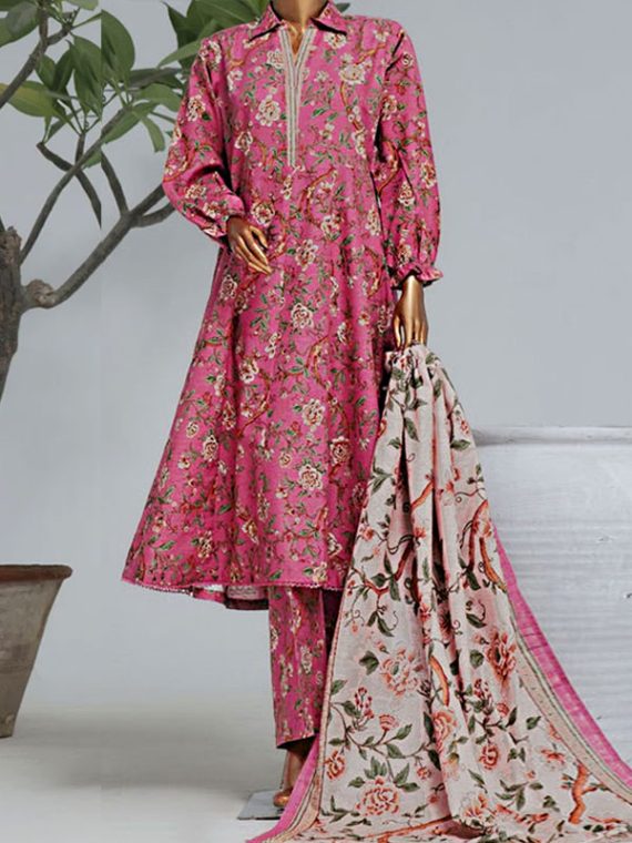 BAROQUE Design 3 PCs Digital Printed Lawn Dress With Swiss Zari Sequence Dupatta (Unstitched) (Code:24830)