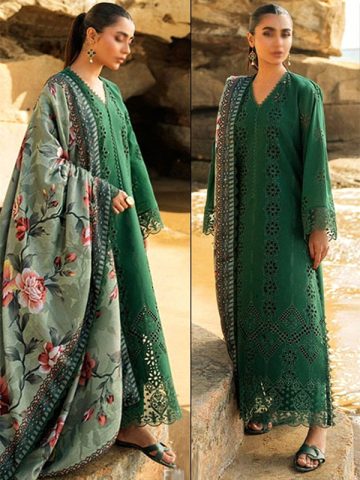 ZAINAB CHOTTANI Design Heavy Embroidered Chicken Karri Dress With Digital Printed Silk Dupatta (Unstitched) (Code:23562)