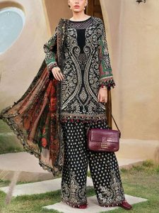 MARIA B Design Latest Heavy Embroidered Lawn Dress With Printed Chiffon Dupatta (Unstitched) (Code:24790)