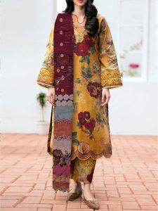 BAROQUE Design Digital Printed Lawn Dress With Printed Lawn Dupatta & Digital Printed Trouser (Unstitched) (Code:24375)