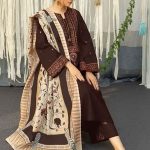 Heavy Embroidered Lawn Dress With Digital Printed Zari Dupatta (Unstitched) (Code:24354)