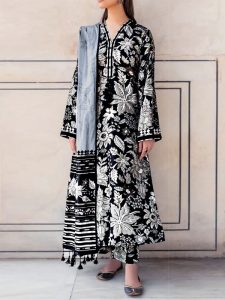 BAROQUE Design Digital Printed Lawn Dress With Printed Lawn Dupatta & Digital Printed Trouser (Unstitched) (Code:24387)