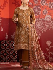 Gulljee Design Premium Chunri Digital Lawn Boring Chickenkari Embroidered Dress (Unstitched) (Code:25189)