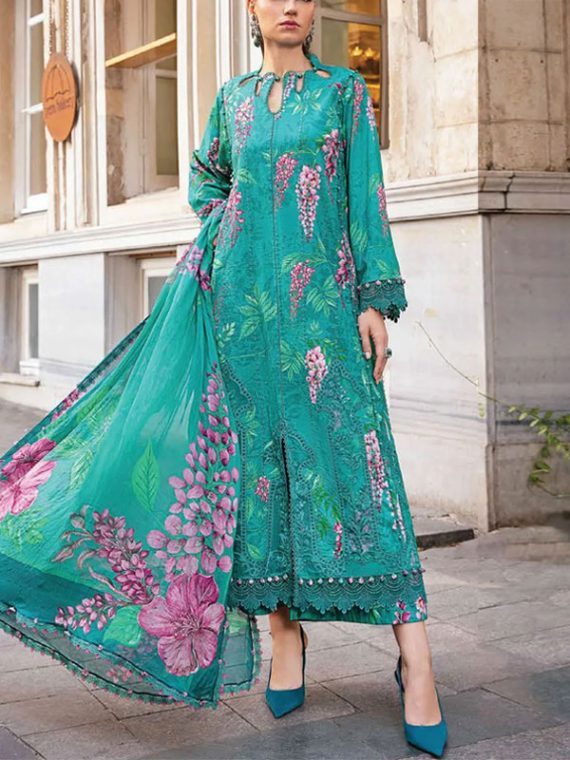 MARIA B Design Latest All-Over Digital Printed Lawn Dress With Digital Printed Lawn Dupatta (Unstitched) (Code:25219)