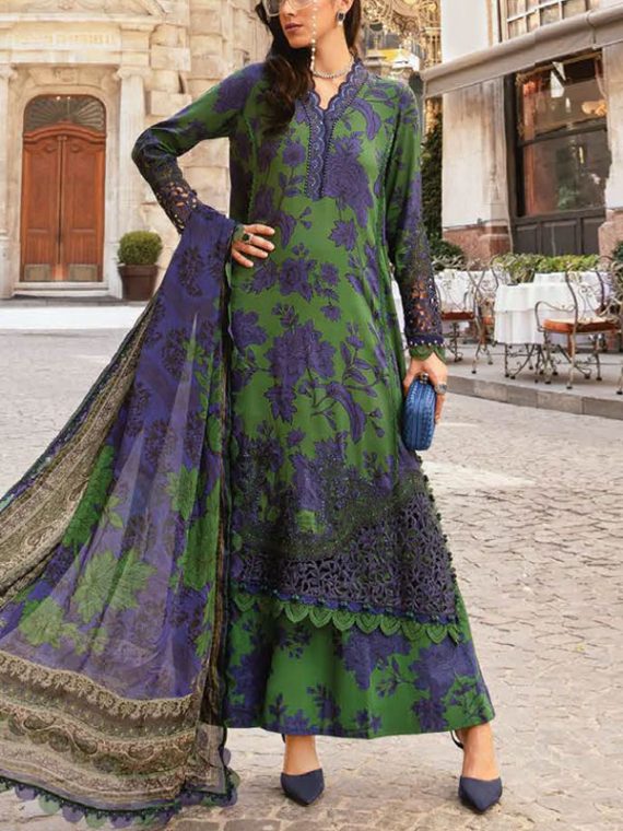 MARIA B Design Latest All-Over Digital Printed Lawn Dress With Digital Printed Lawn Dupatta (Unstitched) (Code:25223)