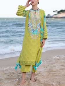 3 PCs Digital Printed Lawn Dress With Printed Lawn Dupatta & Plain Trouser (Unstitched) (Code:26496)