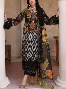 3 PCs Digital Printed Lawn Dress With Printed Lawn Dupatta & Plain Trouser (Unstitched) (Code:26511)