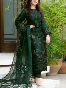 Lawn Heavy Embroidered Dress With 4 Side Chiffon Embroidered Dupatta (Unstitched) (Code:27164)