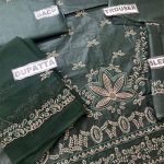 Cotton Heavy Embroidered Dress With Bamber Chiffon Embroidered Dupatta (Unstitched) (Code:27164) - Image 5