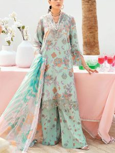 RAMSHA KHAN Design Latest Digital Printed Embroidered Lawn Dress With Printed Silk Dupatta (Code:27424)