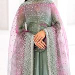 JAZMIN Design Fancy Heavy Embroidered Chiffon Maxi Dress With NET Embroidered Dupatta (Unstitched) (Code:27052) - Image 2