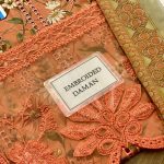 MARIA B Design Lawn Digital Printed Embroidered Scifflie Work Dress With Printed Chiffon Dupatta (Unstitched) (Code:27223) - Image 5
