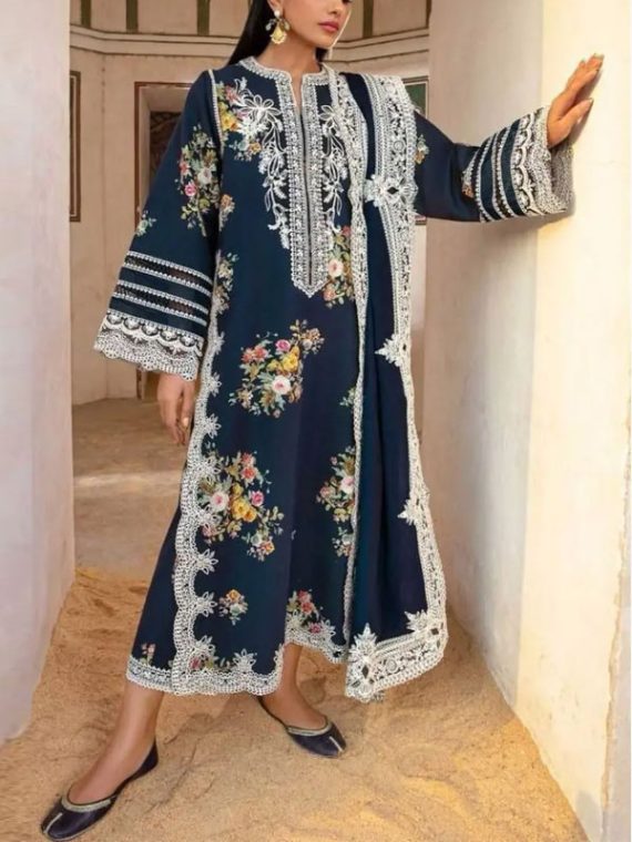 ZARA SHAHJAHAN Design Sequins Embroidered Lawn Dress With Digital Printed Diamond Dupatta (Unstitched) (Code:27046)