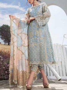 AGHA NOOR Design Embroidered with Stones Handwork (Organza / NET) Shirt & Dupatta Unstitched (Code:27738)