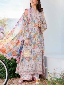 MARIA B Design Digital Printed Lawn Dress With Printed Lawn Dupatta & Printed Lawn Trouser (Unstitched) (Code:27685)