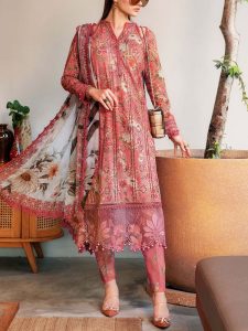 MARIA B Design Digital Printed Lawn Dress With Printed Lawn Dupatta & Printed Lawn Trouser (Unstitched) (Code:27688)