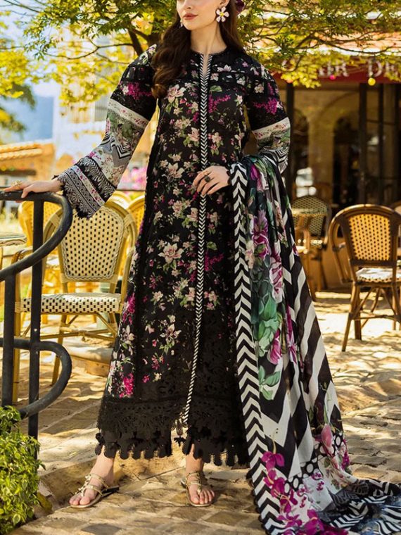 ELAF Design Digital Printed Lawn Embroidered Dress With Printed Chiffon Dupatta (Unstitched) (Code:27827)