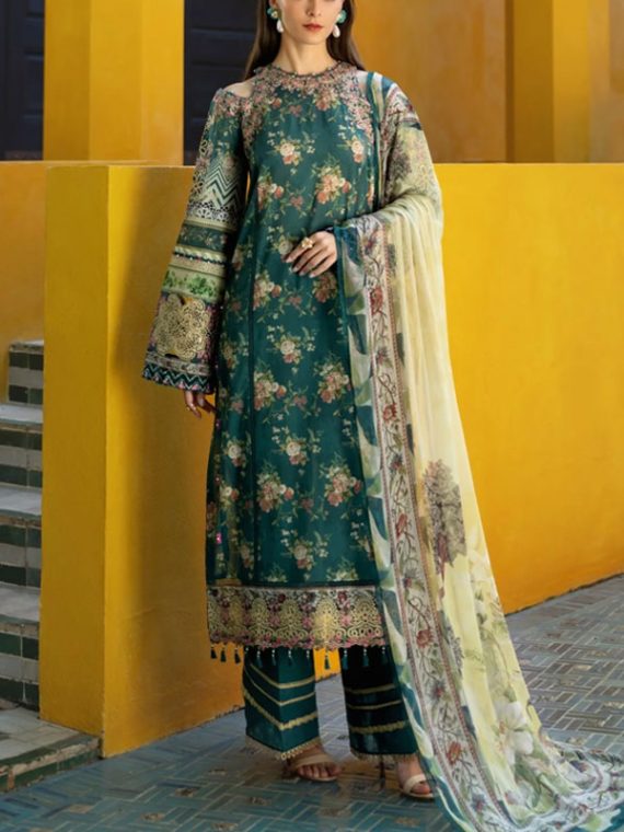 ELAF Design Digital Printed Lawn Embroidered Dress With Printed Chiffon Dupatta (Unstitched) (Code:28096)