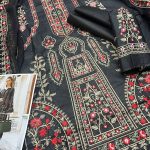 Cotton Heavy Embroidered Dress With Chiffon Embroidered Dupatta Plain Trouser (Unstitched) (Code:27994) - Image 2