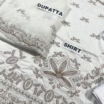Elegant Cotton Heavy Embroidered Dress With Bamber Chiffon Embroidered Dupatta (Unstitched) (Code:27989) - Image 5