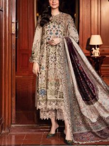 MARIA B Design Digital Printed Embroidered Lawn Dress With Embroiderd Chiffon Dupatta (Unstitched) (Code:27797)