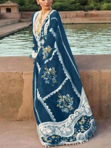 CRIMSON Design Lawn Chicken Kari Embroidered Dress With Organza Embroidered Dupatta (Unstitched) (Code:28106)