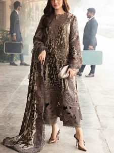 MARIA B Design Latest Printed Lawn Dress With Chiffon Embroidered Dupatta (Unstitched) (Code:27780)
