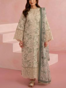 Digital Printed With Fully Embroidered Scifflie Lawn Dress Printed Chiffon Dupatta (Unstitched) (Code:27802)